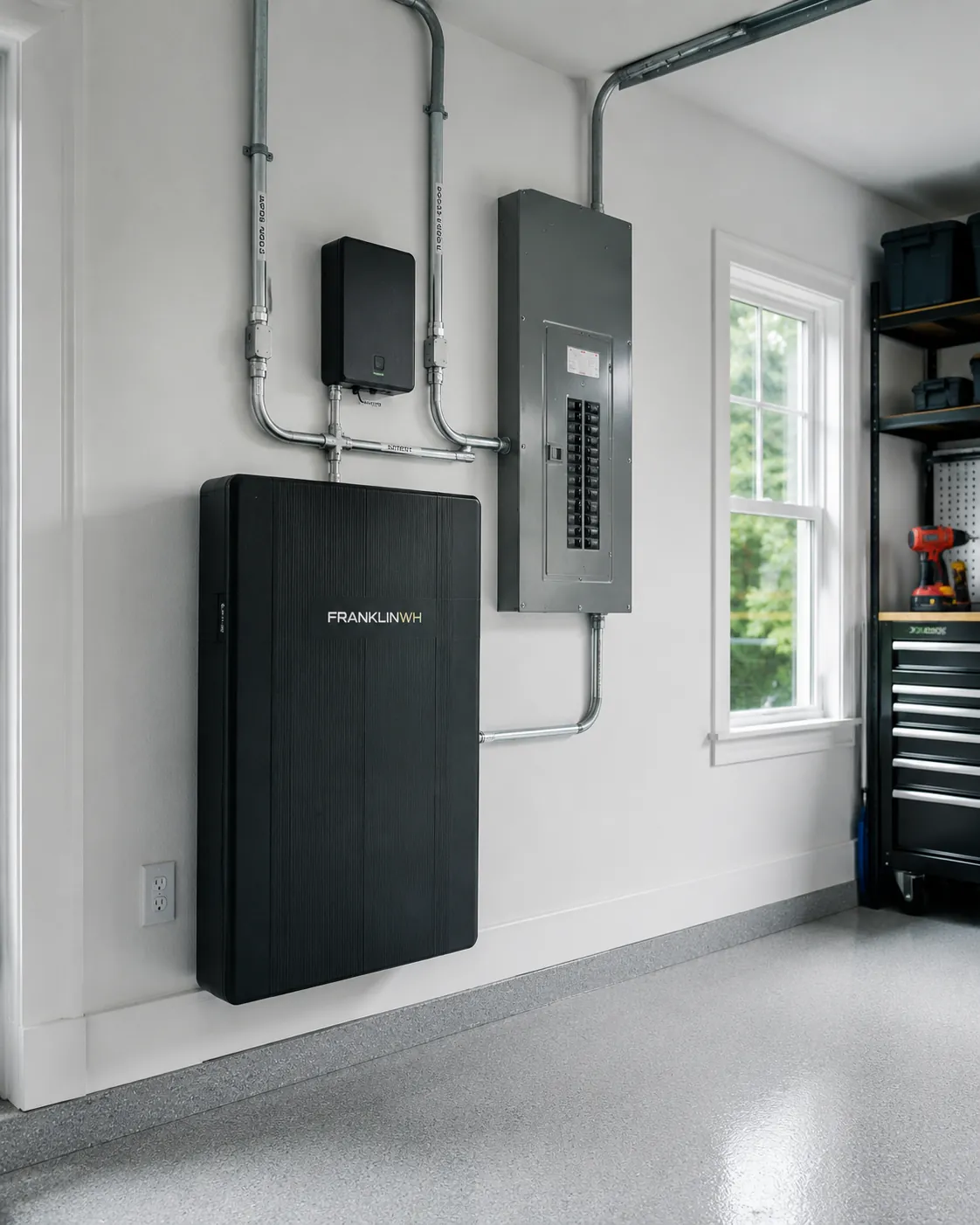 FranklinWH battery installed in a garage